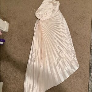 Dress Forum Asymmetrical Pleated One-Shoulder Dress in Pale Pink